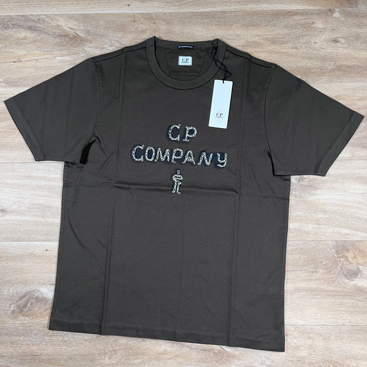 C.P. Company Mercerized 30/2 Jersey Twisted Logo T-Shirt in Ivy Green