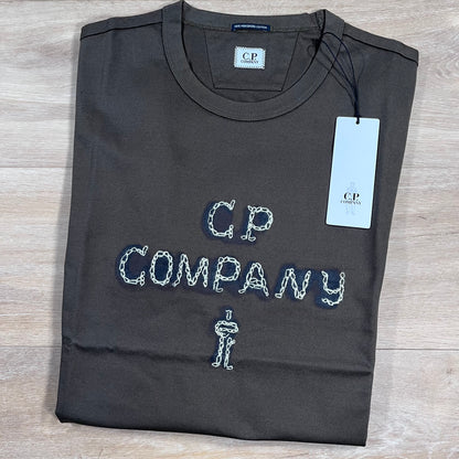 C.P. Company Mercerized 30/2 Jersey Twisted Logo T-Shirt in Ivy Green
