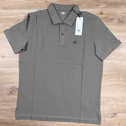 C.P. Company Stretch Piquet Striped Collar Polo Shirt in Fallen Rock
