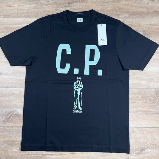 C.P. Company Mercerized 30/2 Jersey Sailor T-Shirt in Black