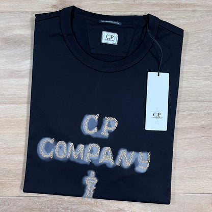 C.P. Company Mercerized 30/2 Jersey Twisted Logo T-Shirt in Black