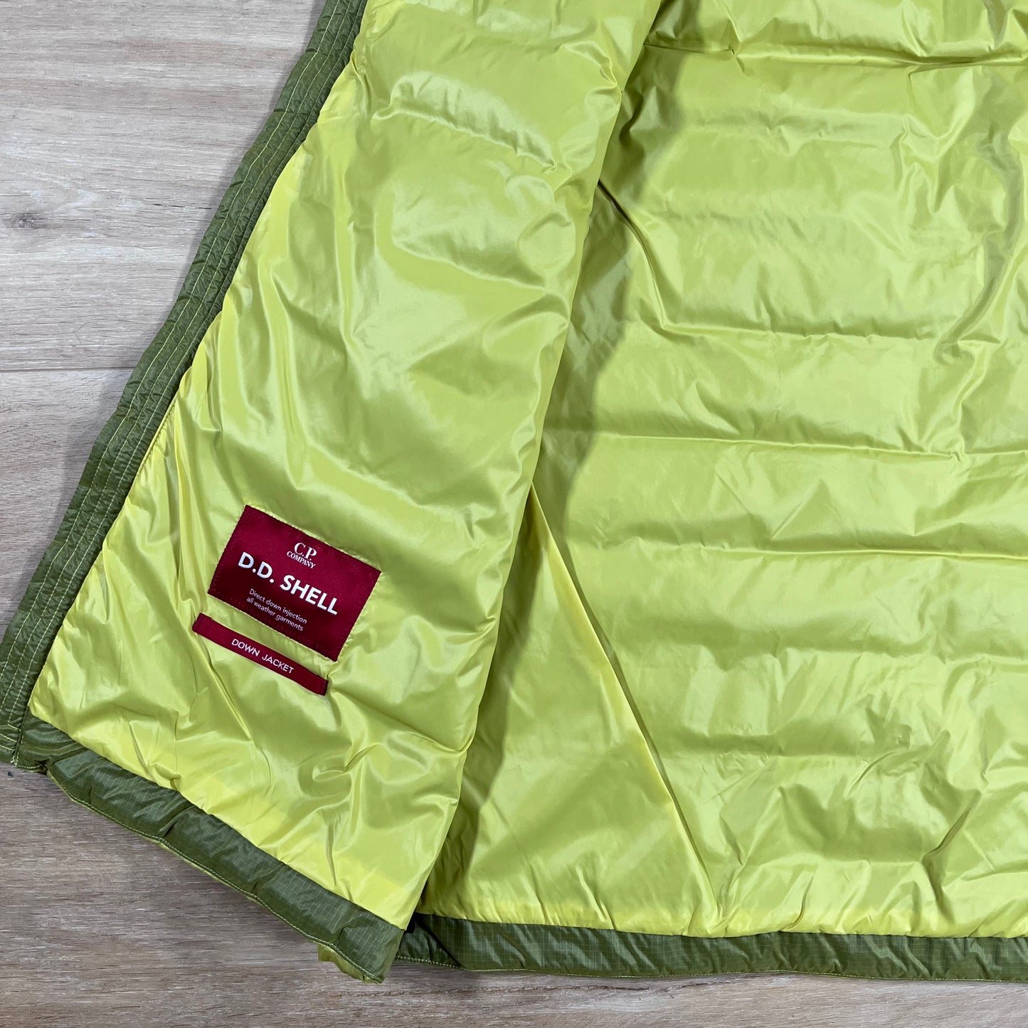 C.P. Company D.D. Shell Goggle Down Gilet in Green Sheen - Yellow