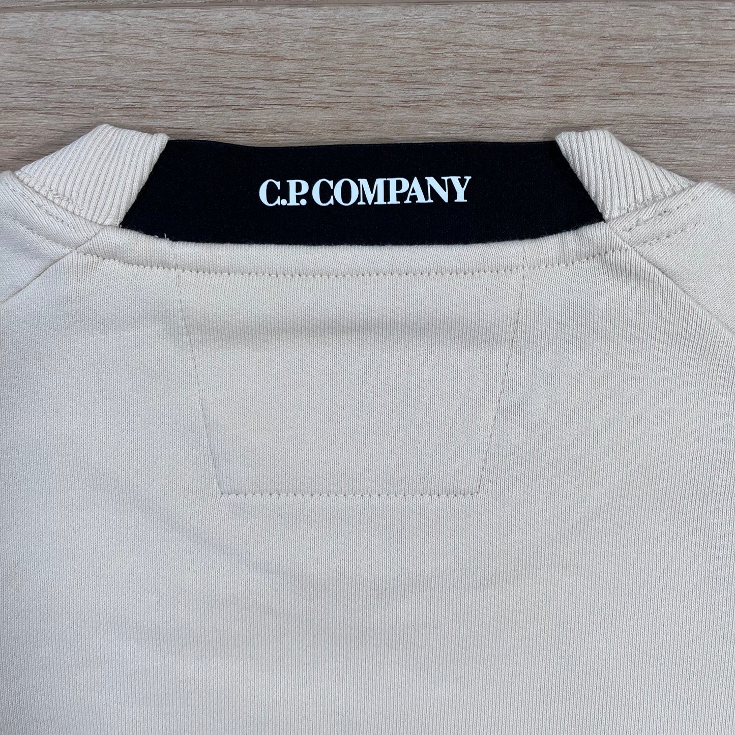 C.P. Company Diagonal Raised Fleece Crewneck Lens Sweatshirt in Pistachio Shell