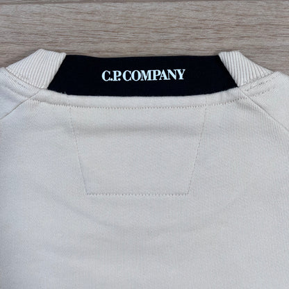 C.P. Company Diagonal Raised Fleece Crewneck Lens Sweatshirt in Pistachio Shell