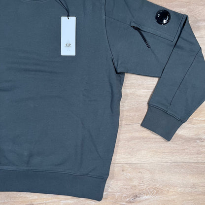 C.P. Company Diagonal Raised Fleece Crewneck Lens Sweatshirt in Dark Shadow