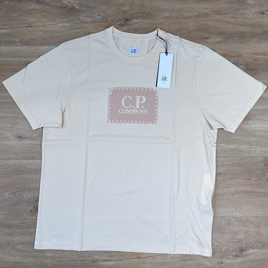 C.P. Company Stitch Block Logo T-Shirt in Pistachio Shell