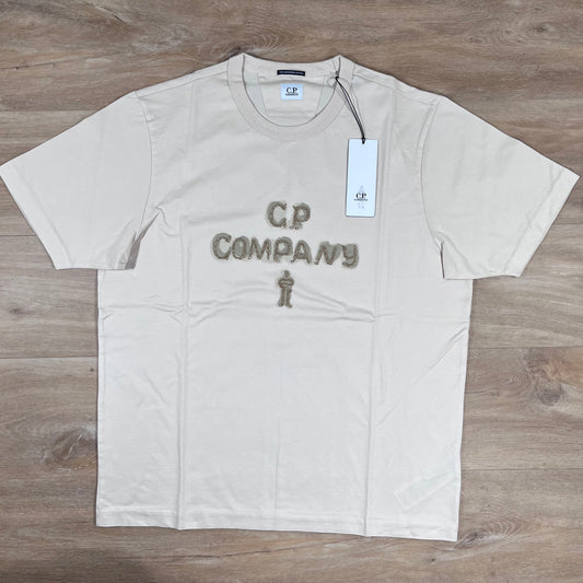 C.P. Company Mercerized 30/2 Jersey Twisted Logo T-Shirt in Pistachio Shell