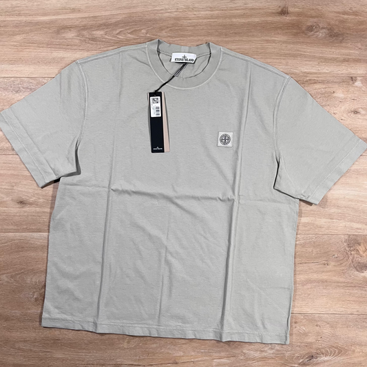 Stone Island Combed Organic Patch Logo T-Shirt in Pearl Grey
