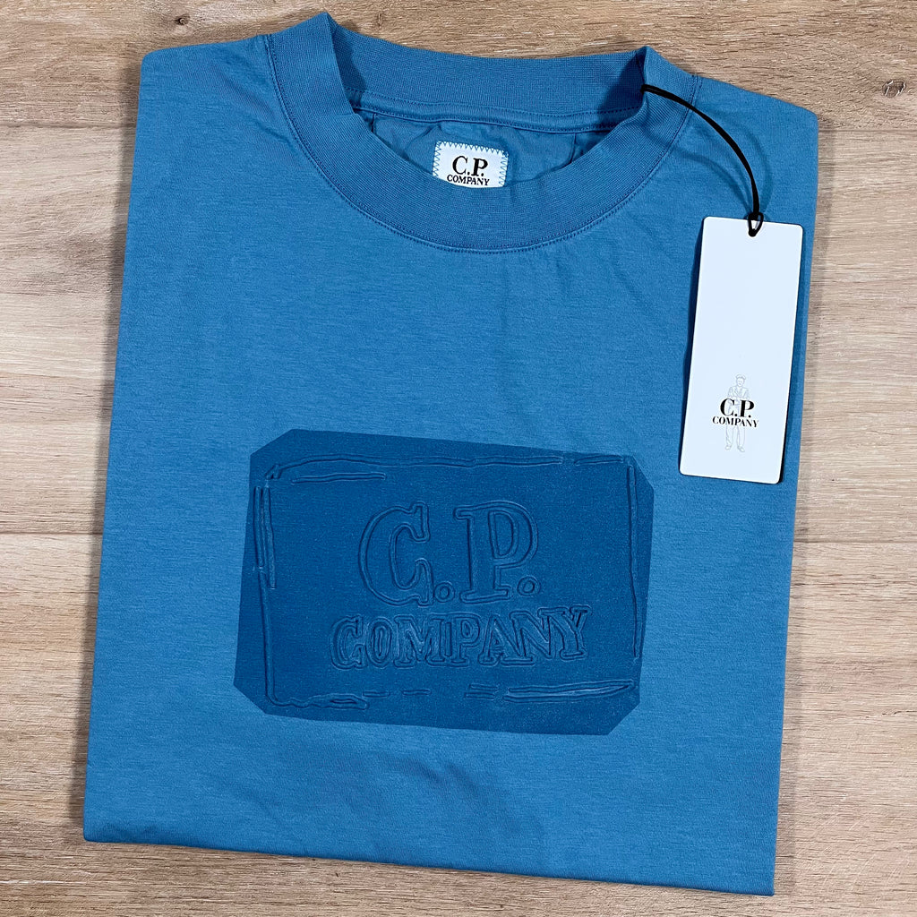 C.P. Company 30/1 Jersey Logo T-Shirt in Aegean Blue