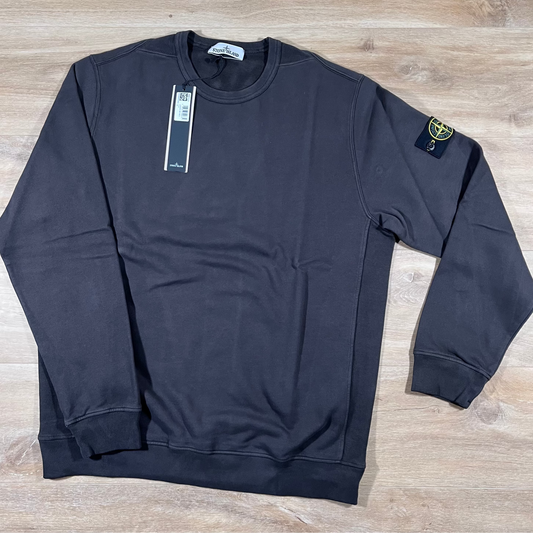 Stone Island Brushed Organic Cotton Fleece Crewneck Sweatshirt in Lead Grey