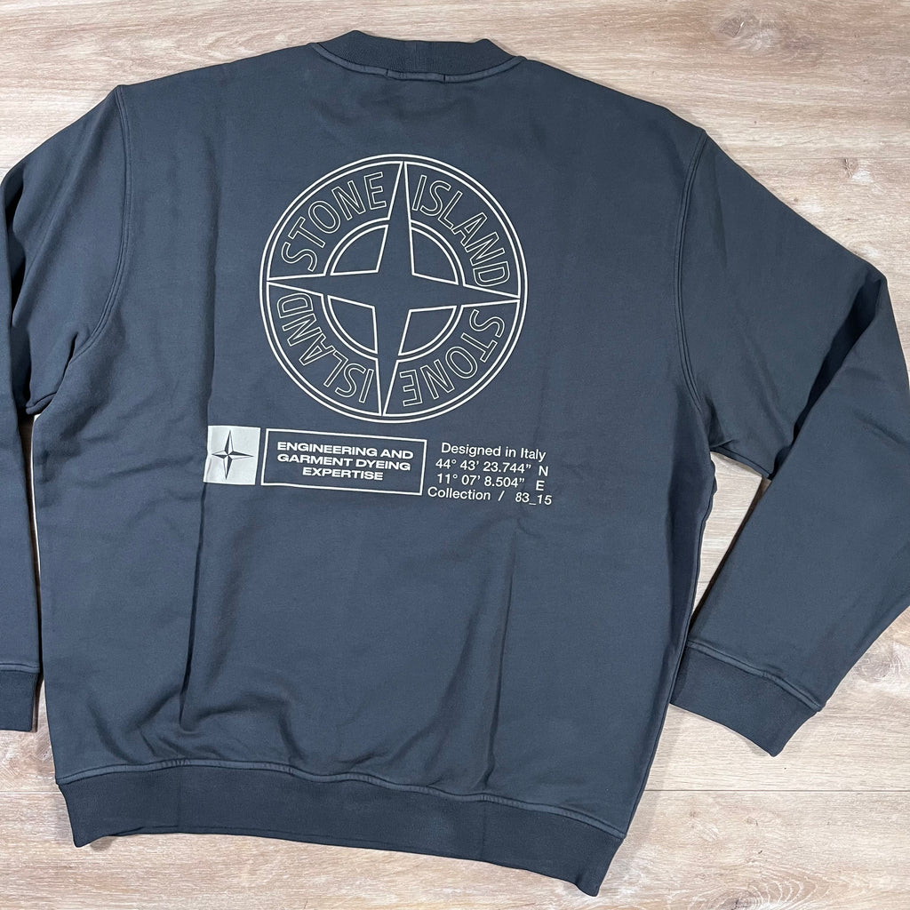 Stone Island Industrial Print Oversized Crewneck Sweatshirt in Lead Grey
