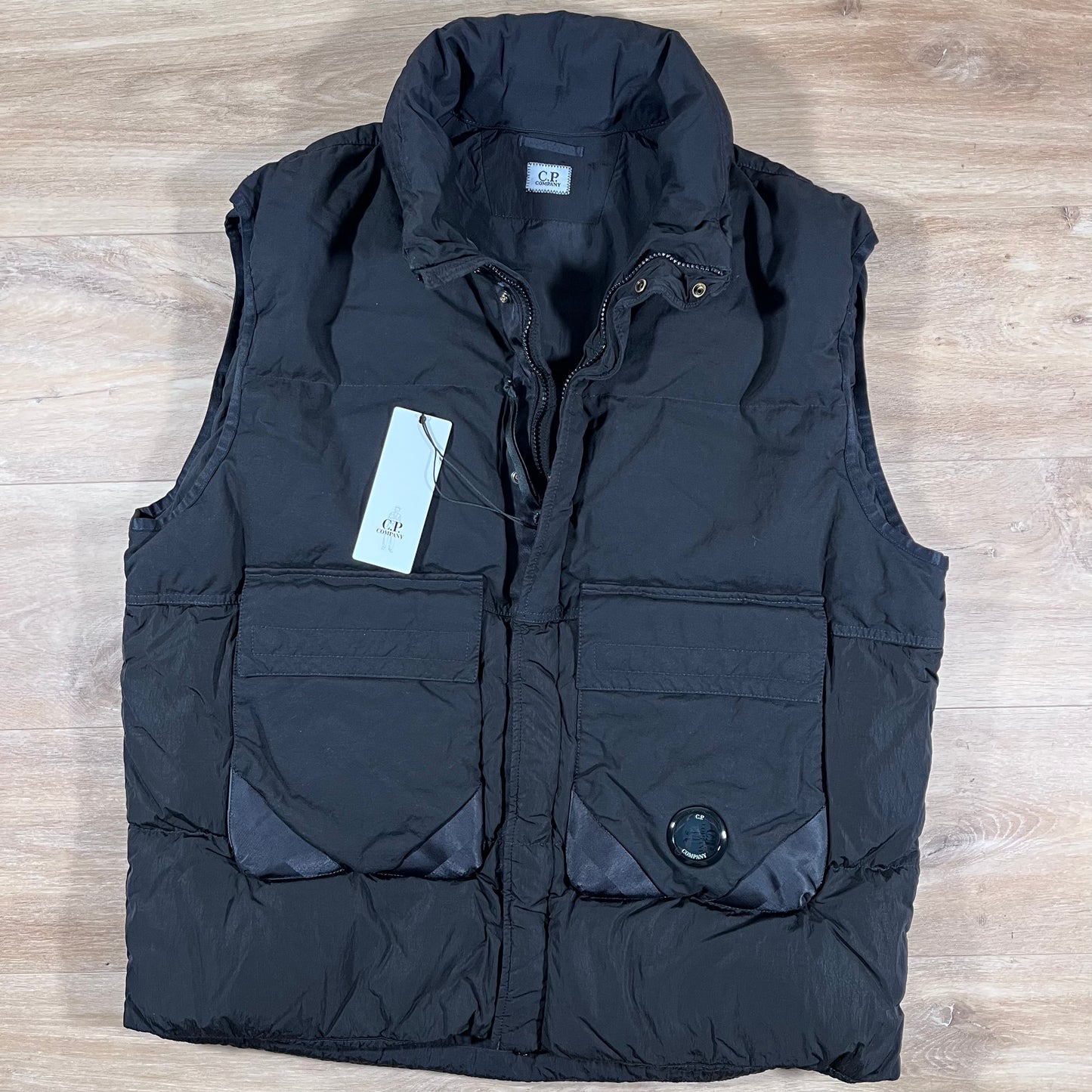 C.P. Company Eco-Chrome R Mixed Down Lens Gilet in Black