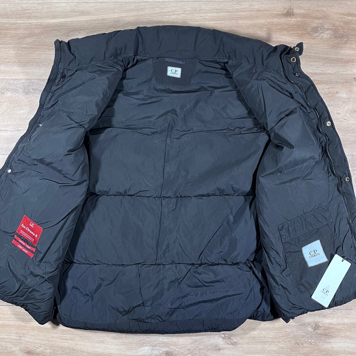 C.P. Company Eco-Chrome R Mixed Down Lens Gilet in Black