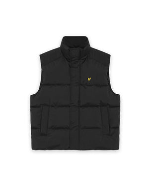 Lyle & Scott Funnel Neck Puffer Gilet in Jet Black
