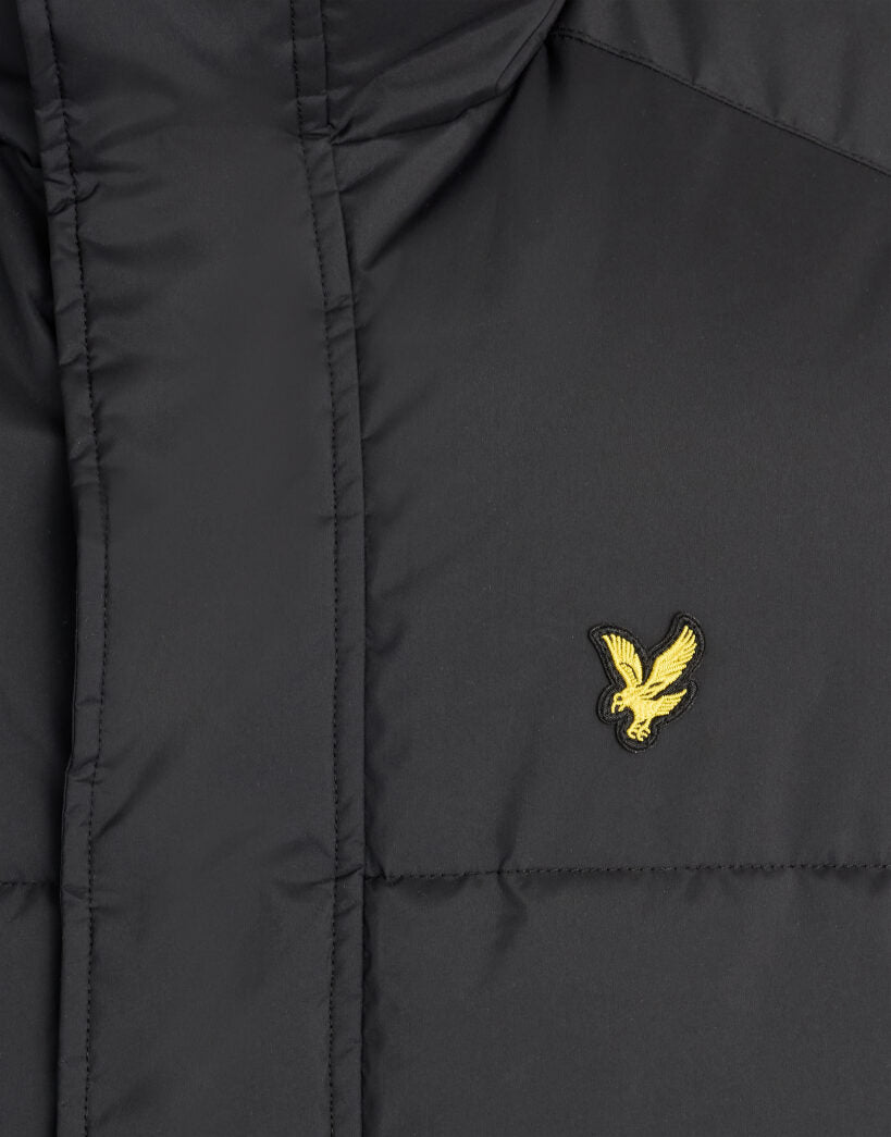 Lyle & Scott Funnel Neck Puffer Gilet in Jet Black
