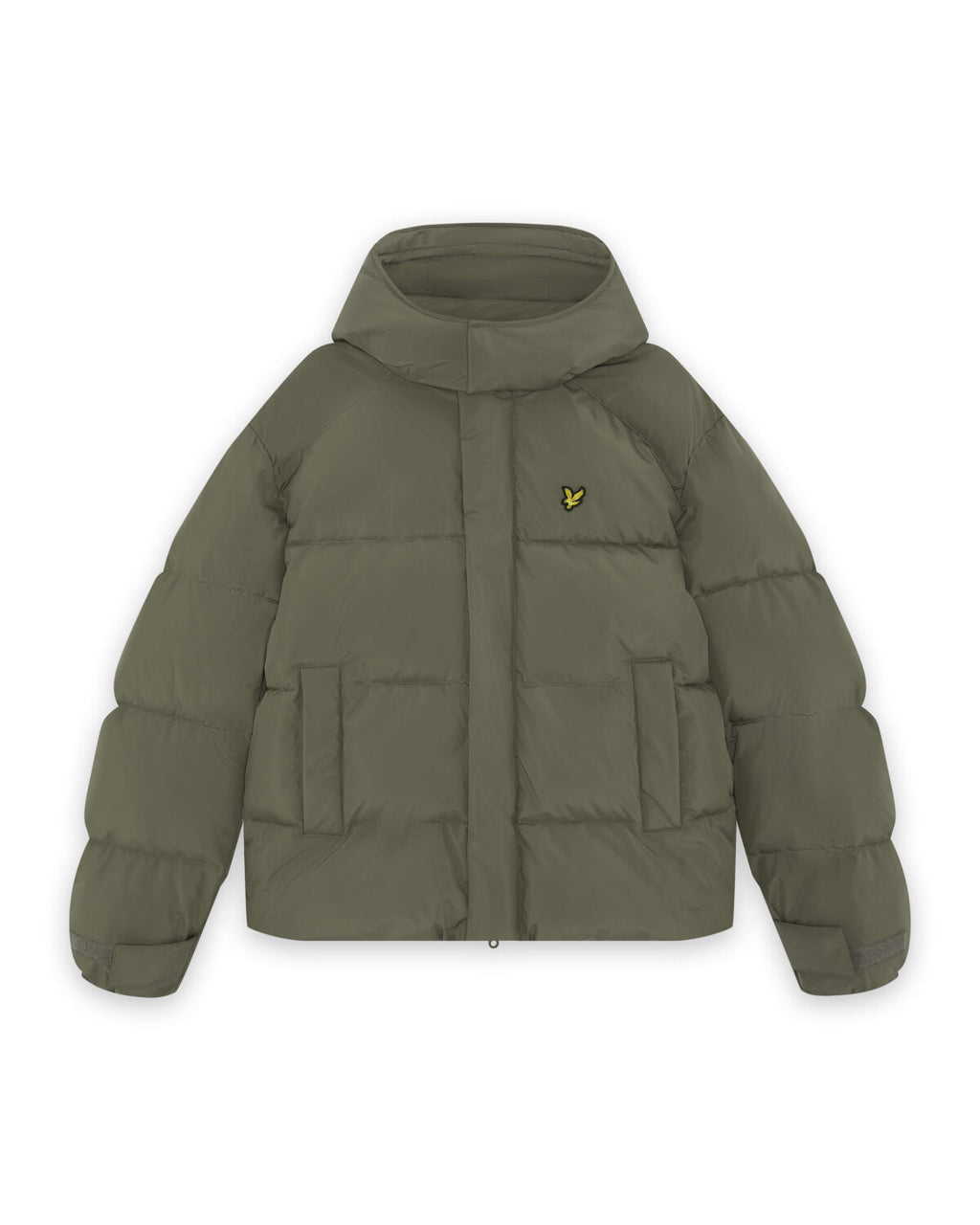 Lyle & Scott Hooded Puffer Jacket in Khaki Ash