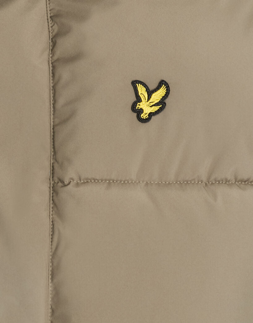 Lyle & Scott Hooded Puffer Jacket in Khaki Ash