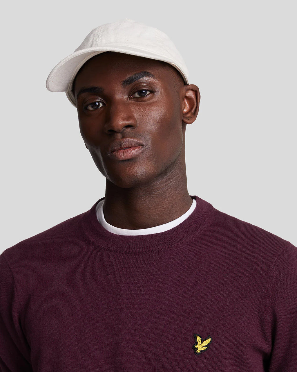 Lyle & Scott Cotton Merino Crewneck Jumper in Burgundy