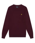 Lyle & Scott Cotton Merino Crewneck Jumper in Burgundy