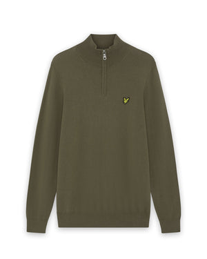 Lyle & Scott Cotton Merino 1/4 Zip Jumper in Khaki Ash