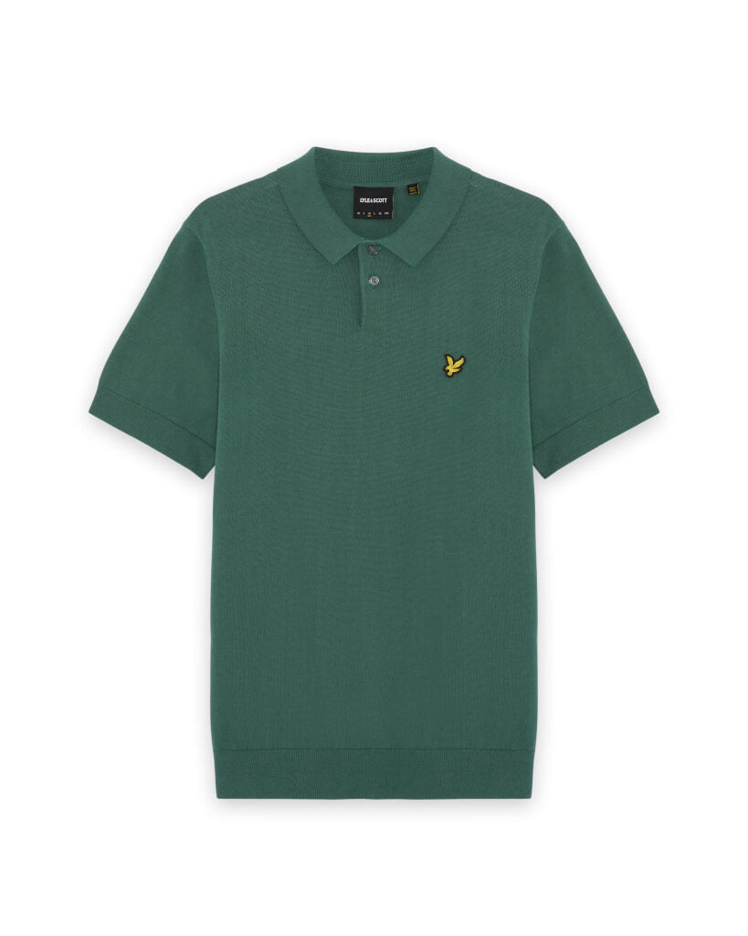 Lyle & Scott Cotton Knitted Polo Shirt in Everglade Green
