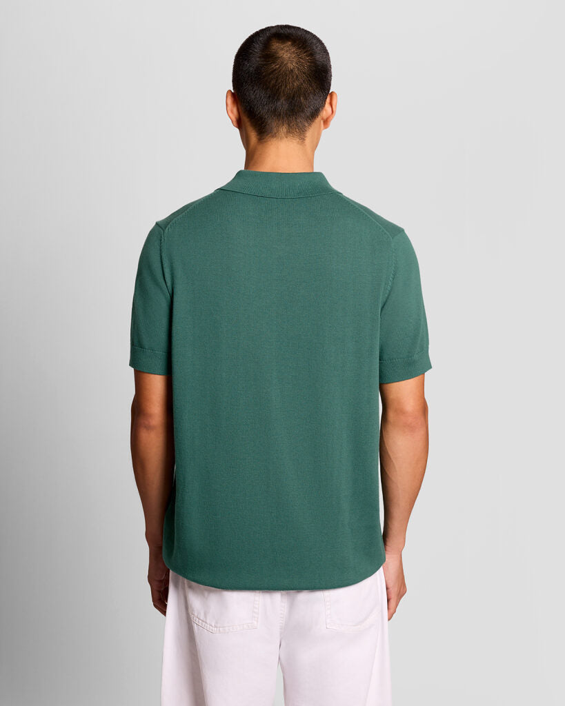 Lyle & Scott Cotton Knitted Polo Shirt in Everglade Green