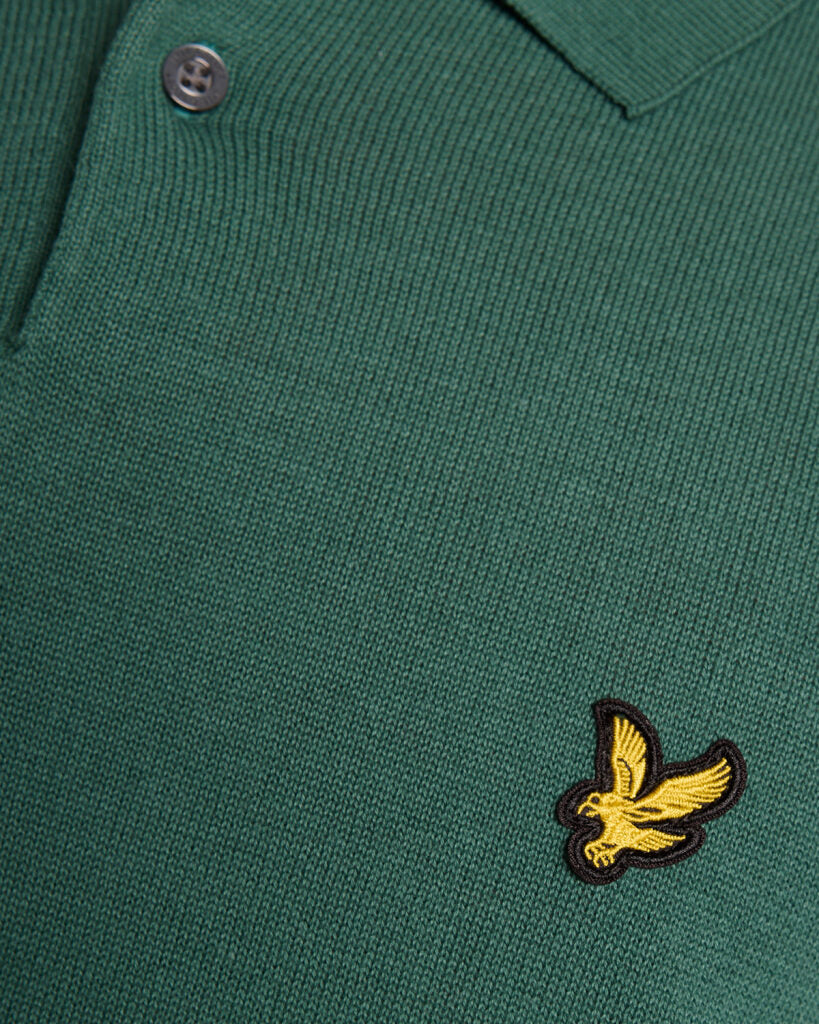 Lyle & Scott Cotton Knitted Polo Shirt in Everglade Green