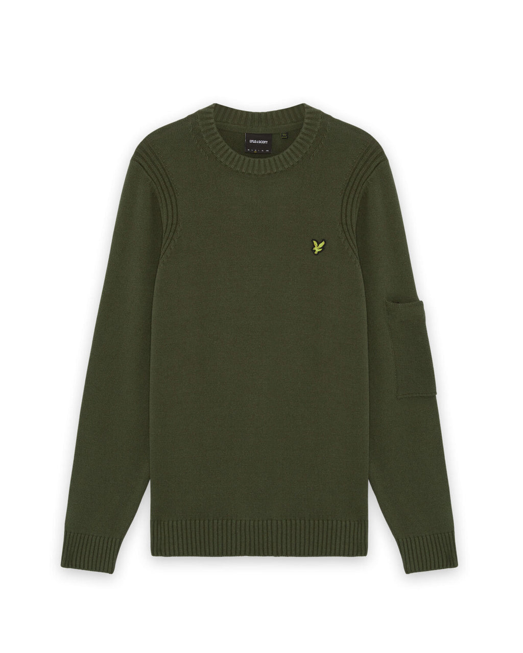 Lyle & Scott Rib Insert Crewneck Jumper in True Olive