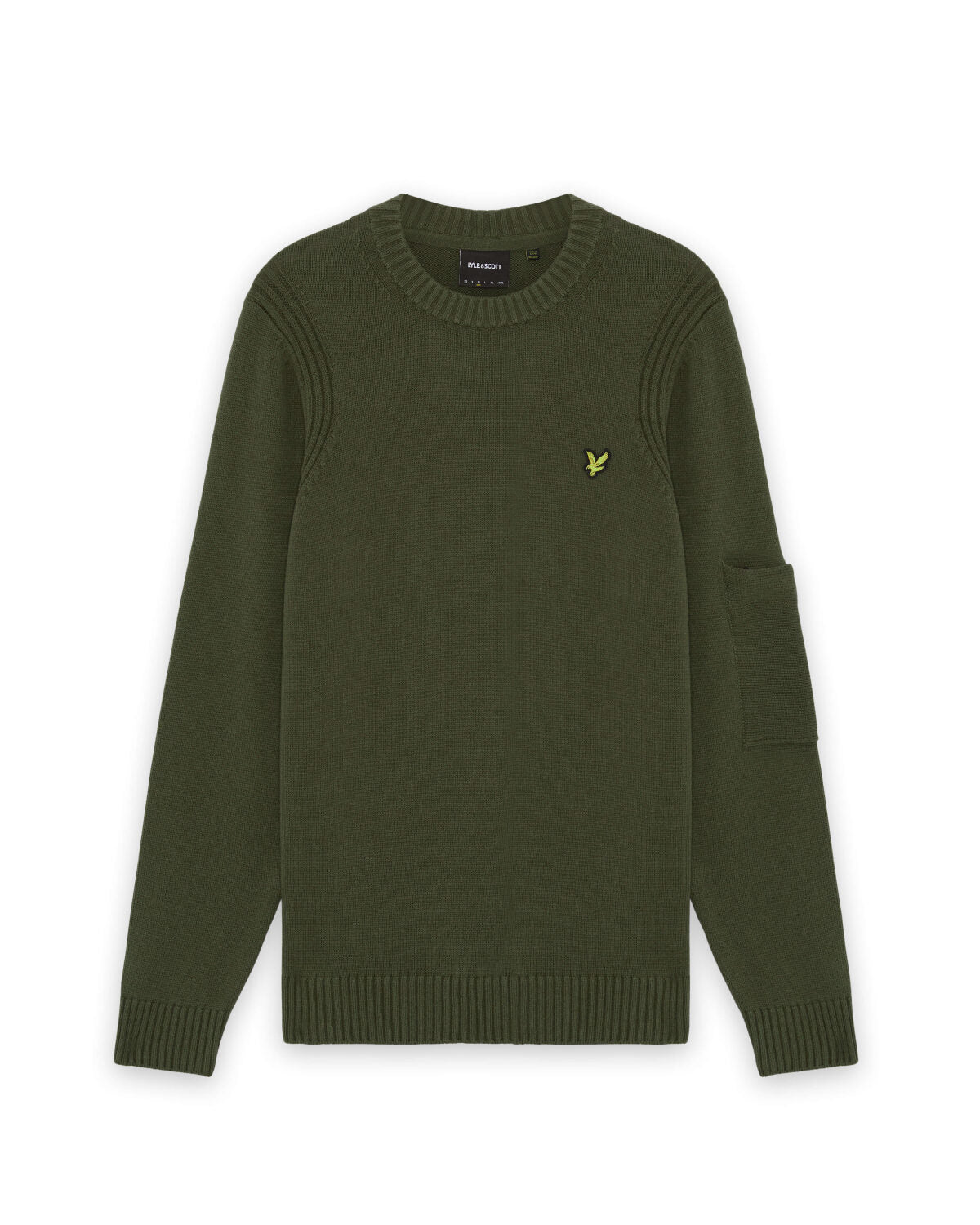 Lyle & Scott Rib Insert Crewneck Jumper in True Olive