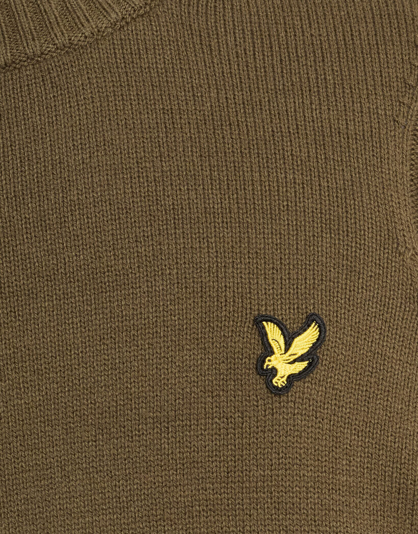 Lyle & Scott Rib Insert Crewneck Jumper in True Olive