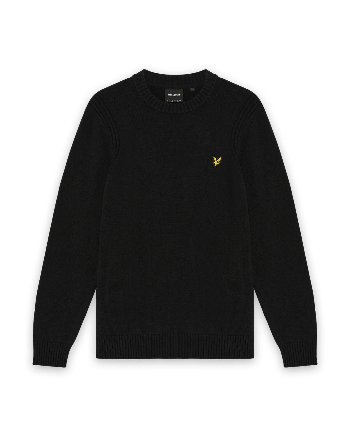 Lyle & Scott Rib Insert Crewneck Jumper in Jet Black