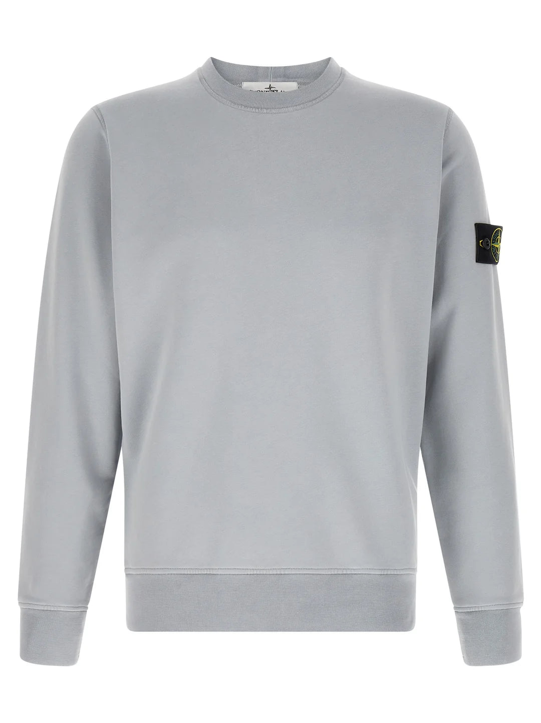 Stone Island Organic Cotton Fleece Crewneck Sweatshirt in Ash Grey