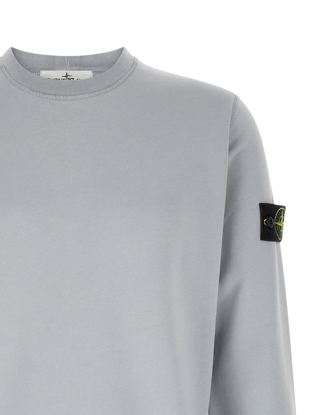 Stone Island Organic Cotton Fleece Crewneck Sweatshirt in Ash Grey