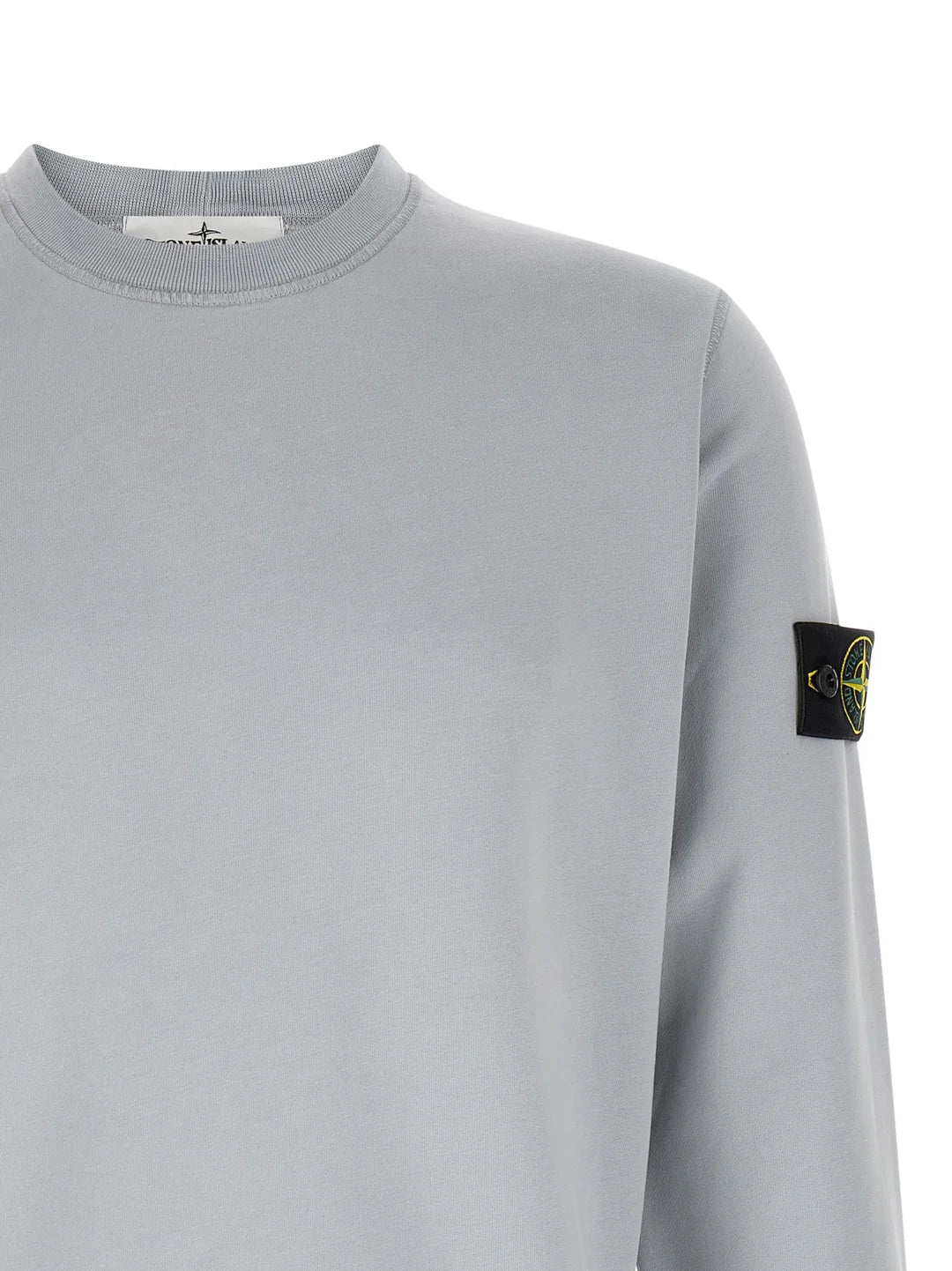 Stone Island Organic Cotton Fleece Crewneck Sweatshirt in Ash Grey