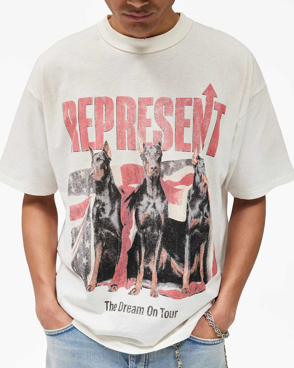 Represent Dream On Tour T-Shirt in Washed Ecru