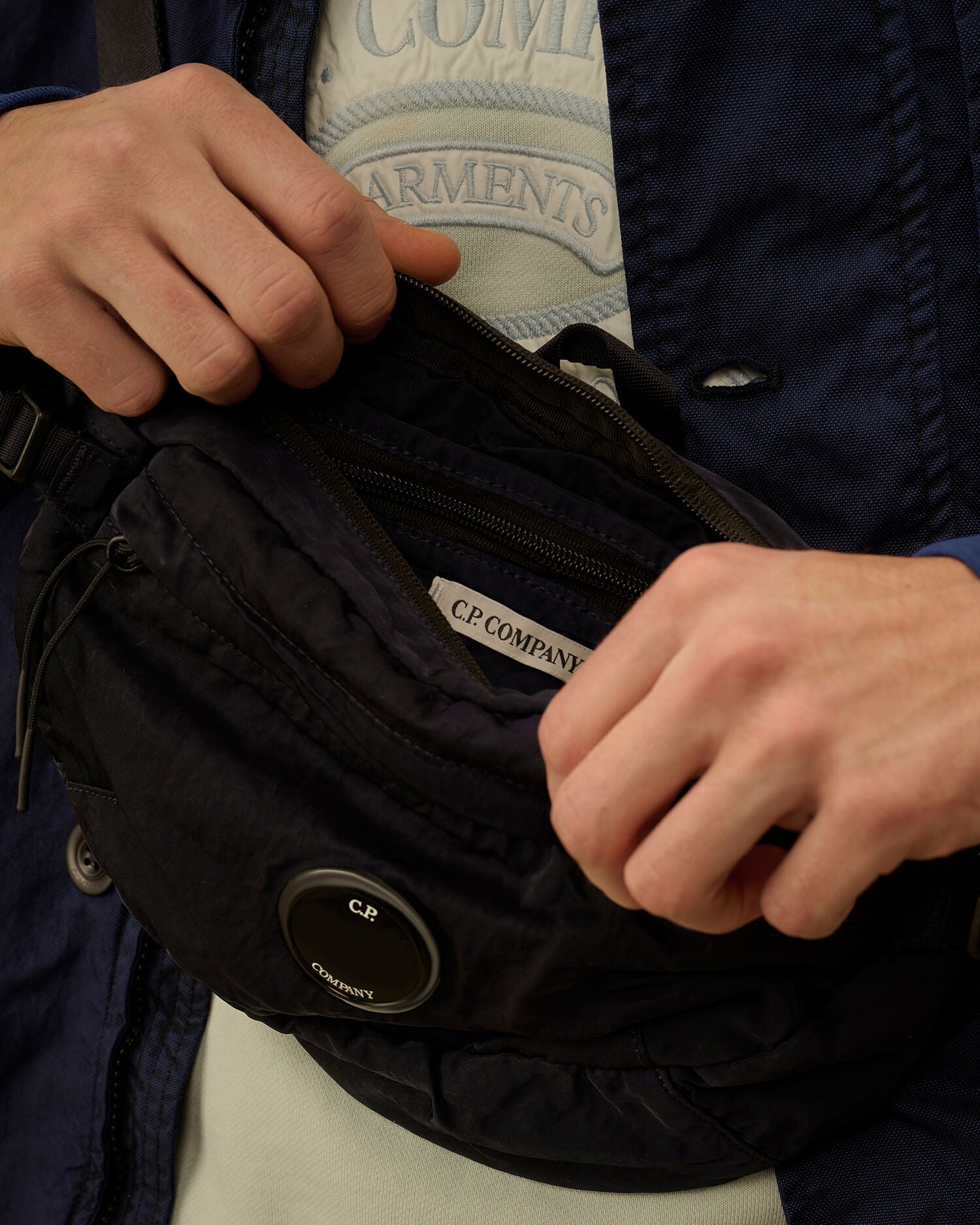 C.P. Company Nylon B Lens Waist Bag in Navy