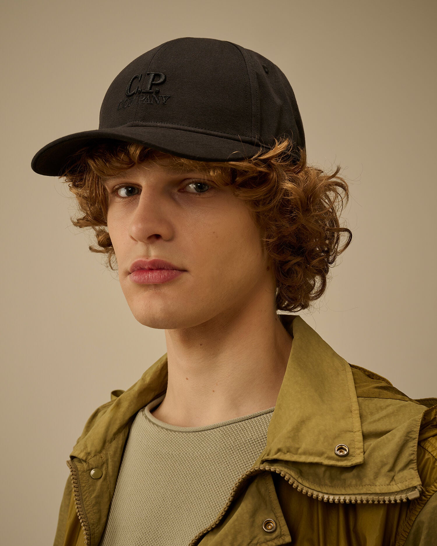 C.P. Company Gabardine Logo Cap in Black