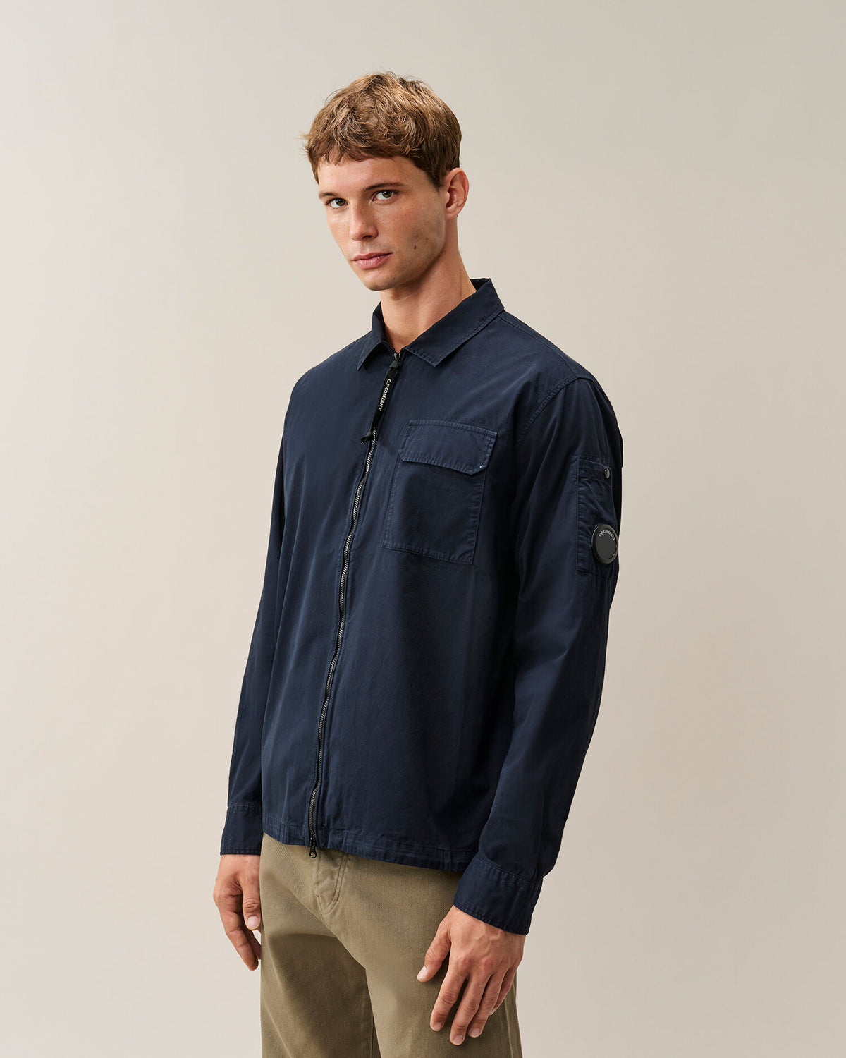 C.P. Company Organic Gabardine Lens Overshirt in Navy