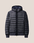 C.P. Company D.D. Shell Hooded Lens Down Jacket in Navy