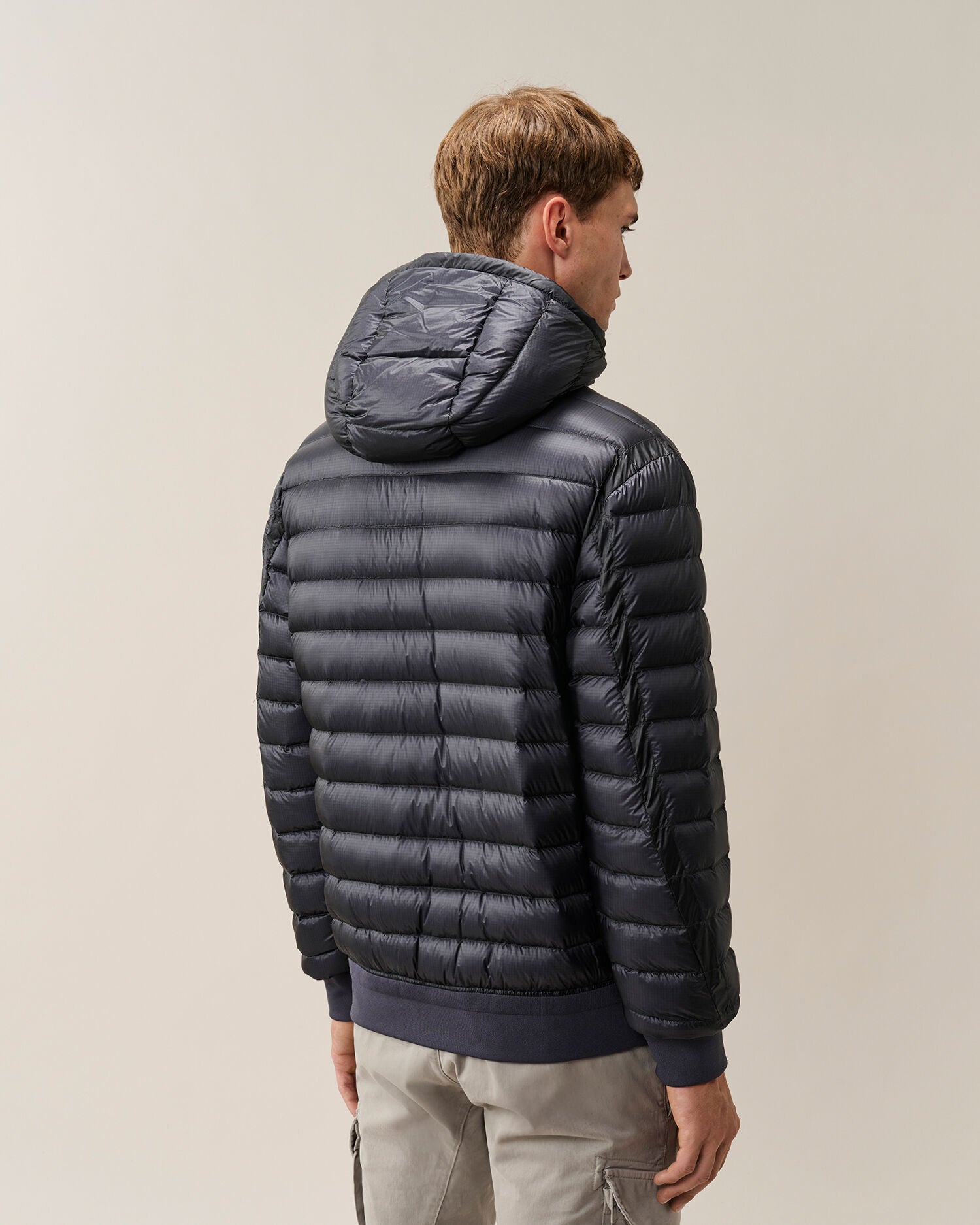 C.P. Company D.D. Shell Hooded Lens Down Jacket in Navy