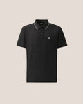 C.P. Company Stretch Piquet Striped Collar Polo Shirt in Black