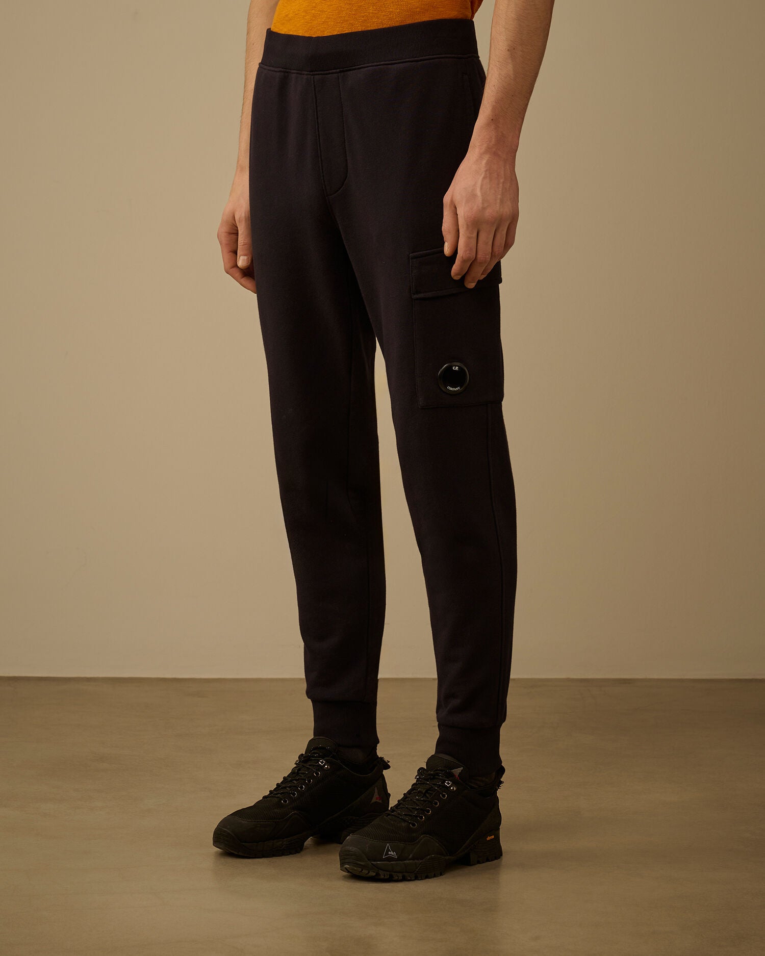 C.P. Company Diagonal Raised Fleece Lens Sweatpants in Navy