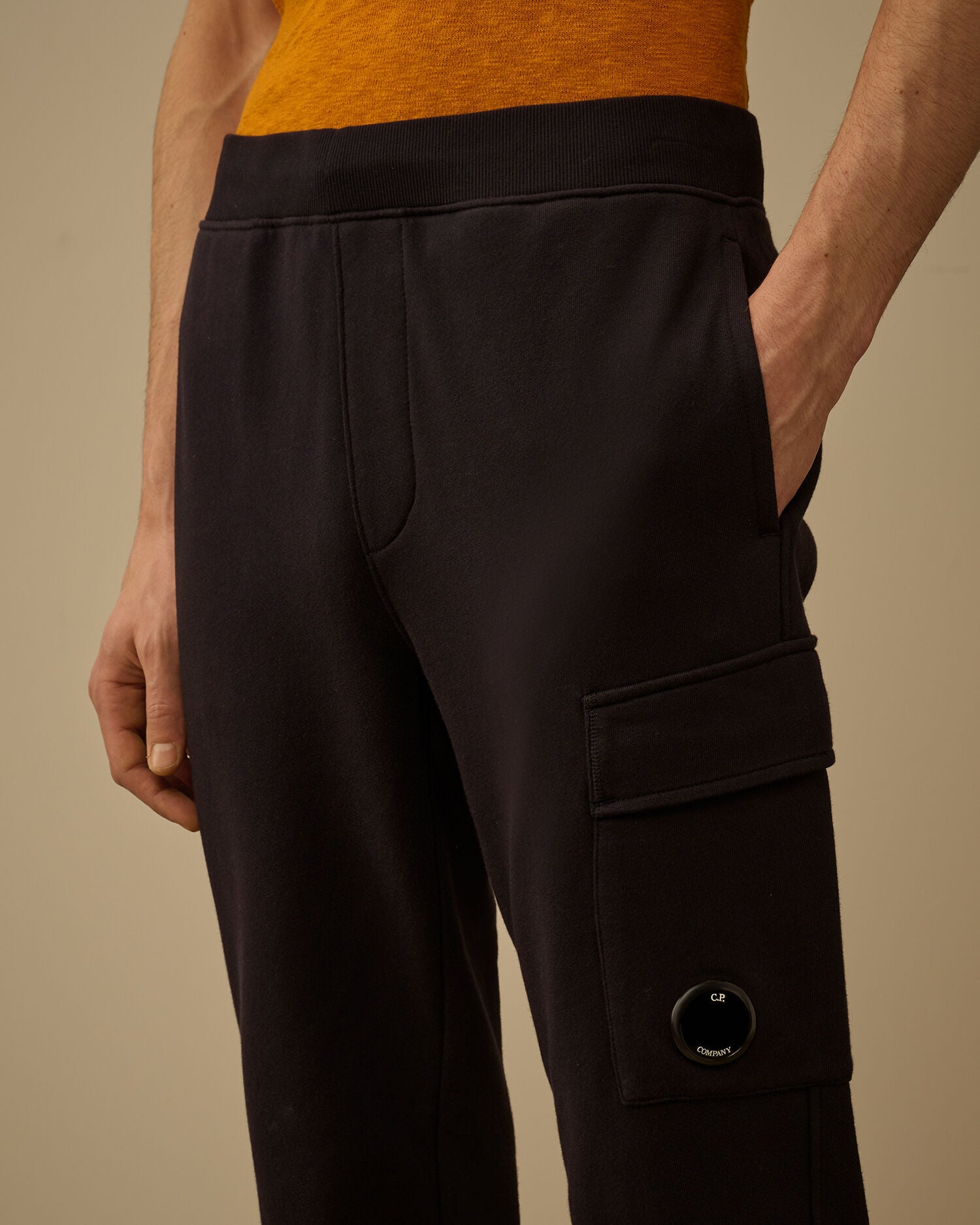 C.P. Company Diagonal Raised Fleece Lens Sweatpants in Navy