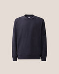 C.P. Company Diagonal Raised Fleece Crewneck Lens Sweatshirt in Navy