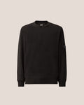 C.P. Company Diagonal Raised Fleece Crewneck Lens Sweatshirt in Black
