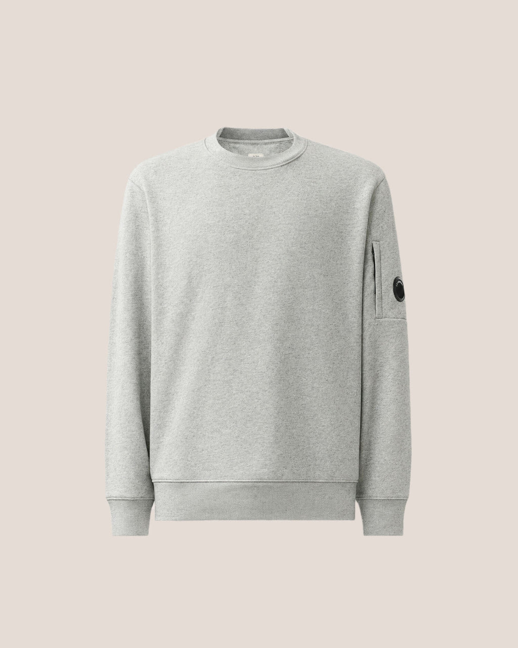 C.P. Company Diagonal Raised Fleece Crewneck Lens Sweatshirt in Grey Melange
