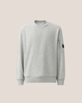 C.P. Company Diagonal Raised Fleece Crewneck Lens Sweatshirt in Grey Melange