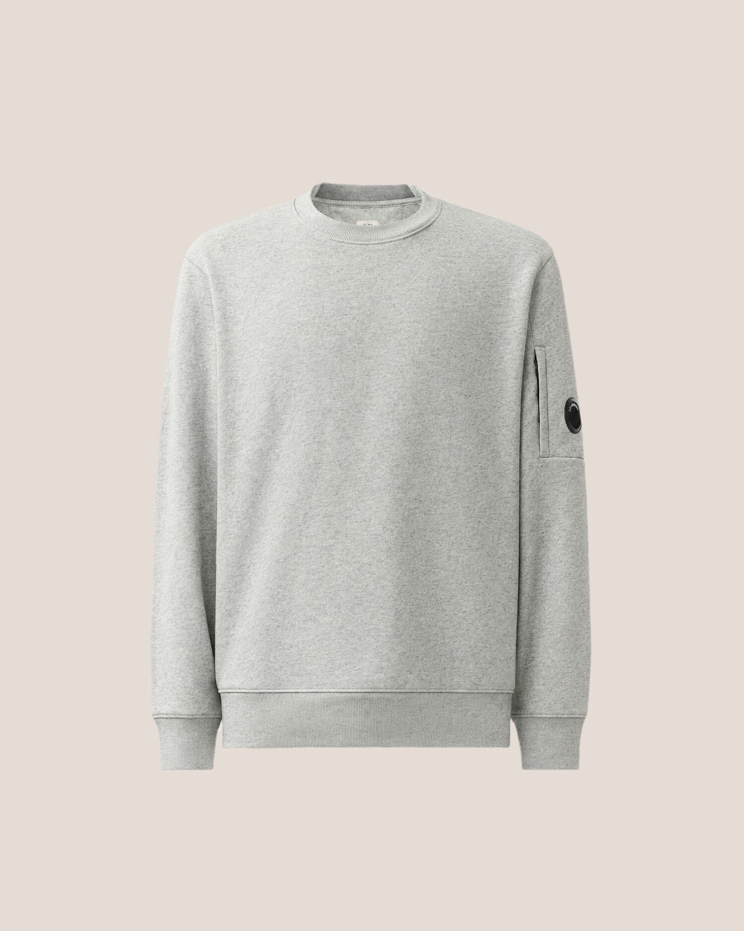 C.P. Company Diagonal Raised Fleece Crewneck Lens Sweatshirt in Grey Melange