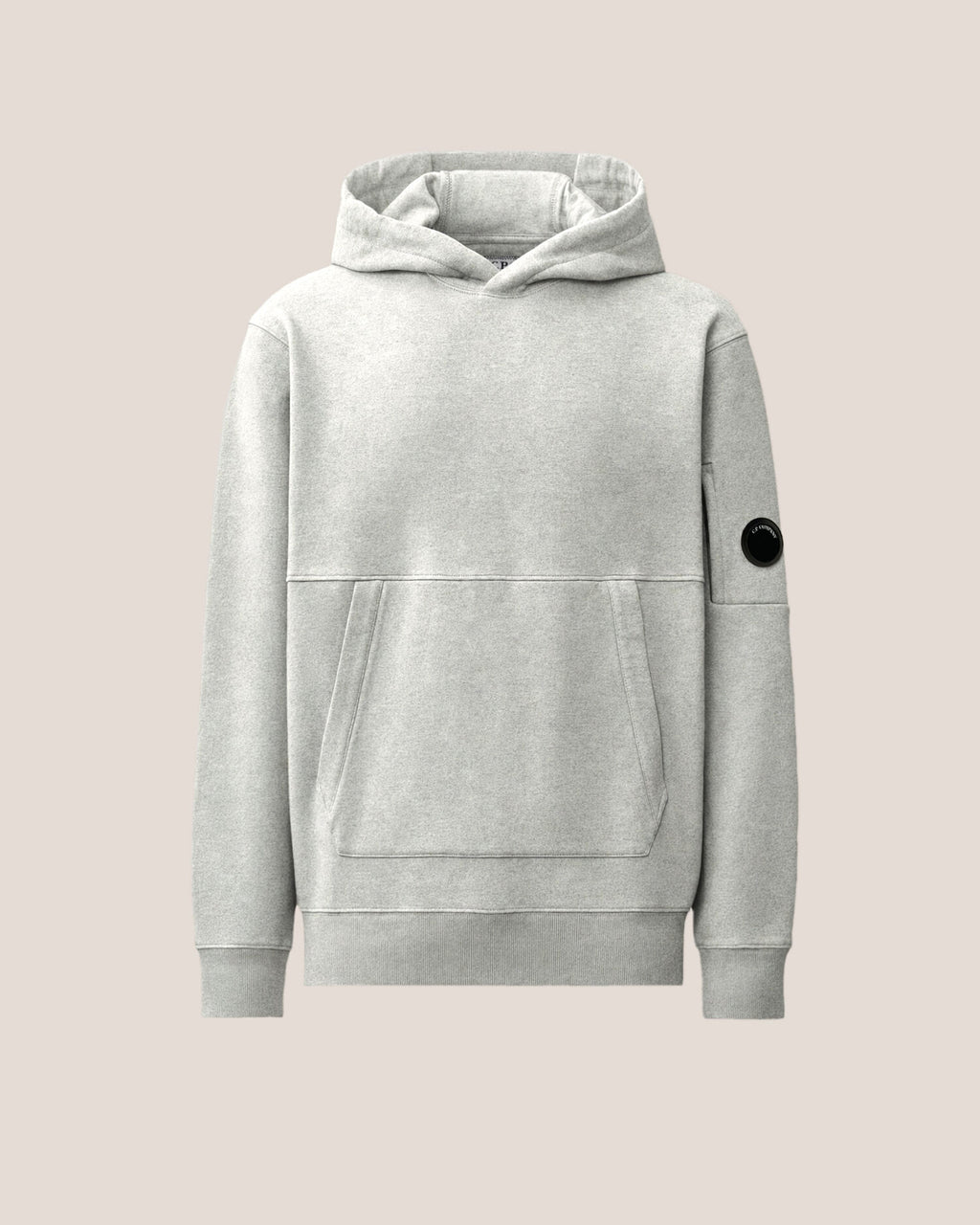 C.P. Company Diagonal Raised Fleece Lens Hoodie in Grey Melange