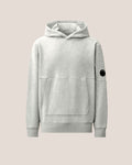 C.P. Company Diagonal Raised Fleece Lens Hoodie in Grey Melange